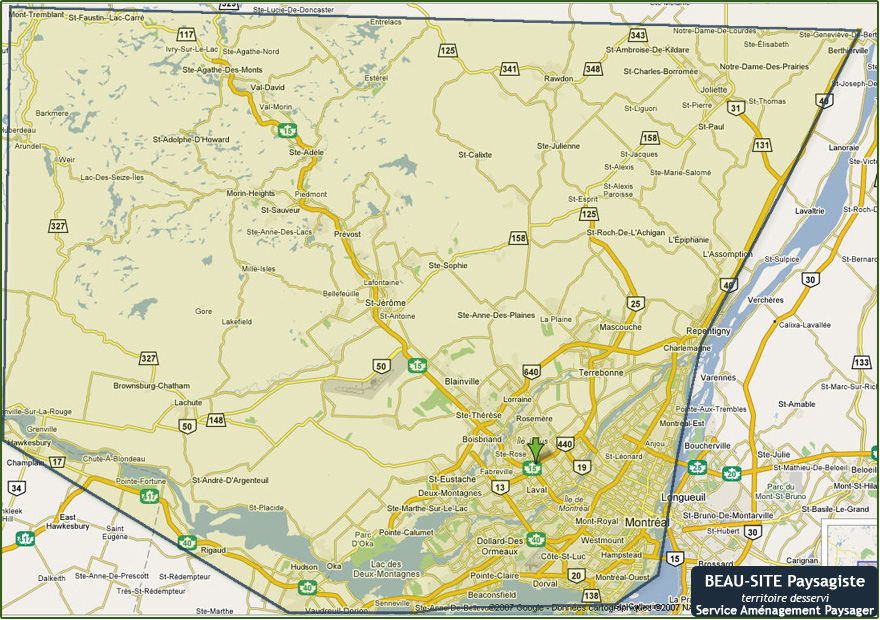 Territoire desservi par Beau-Site pour le service d'assurance