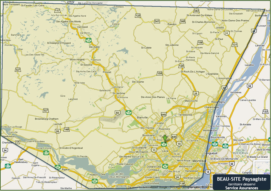 Territoire desservi par Beau-Site pour le service d'assurance